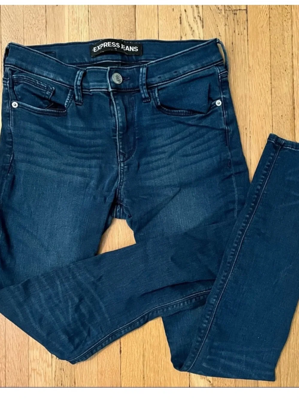 Express Jeans Women's 4 Dark Blue SuperSoft High Rise Skinny Denim Jeans